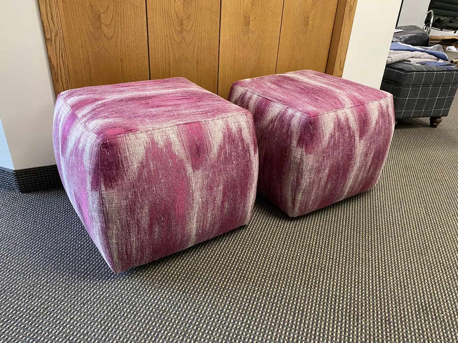 Dual Ottoman Set in Magenta - Interior Furniture Upholstery